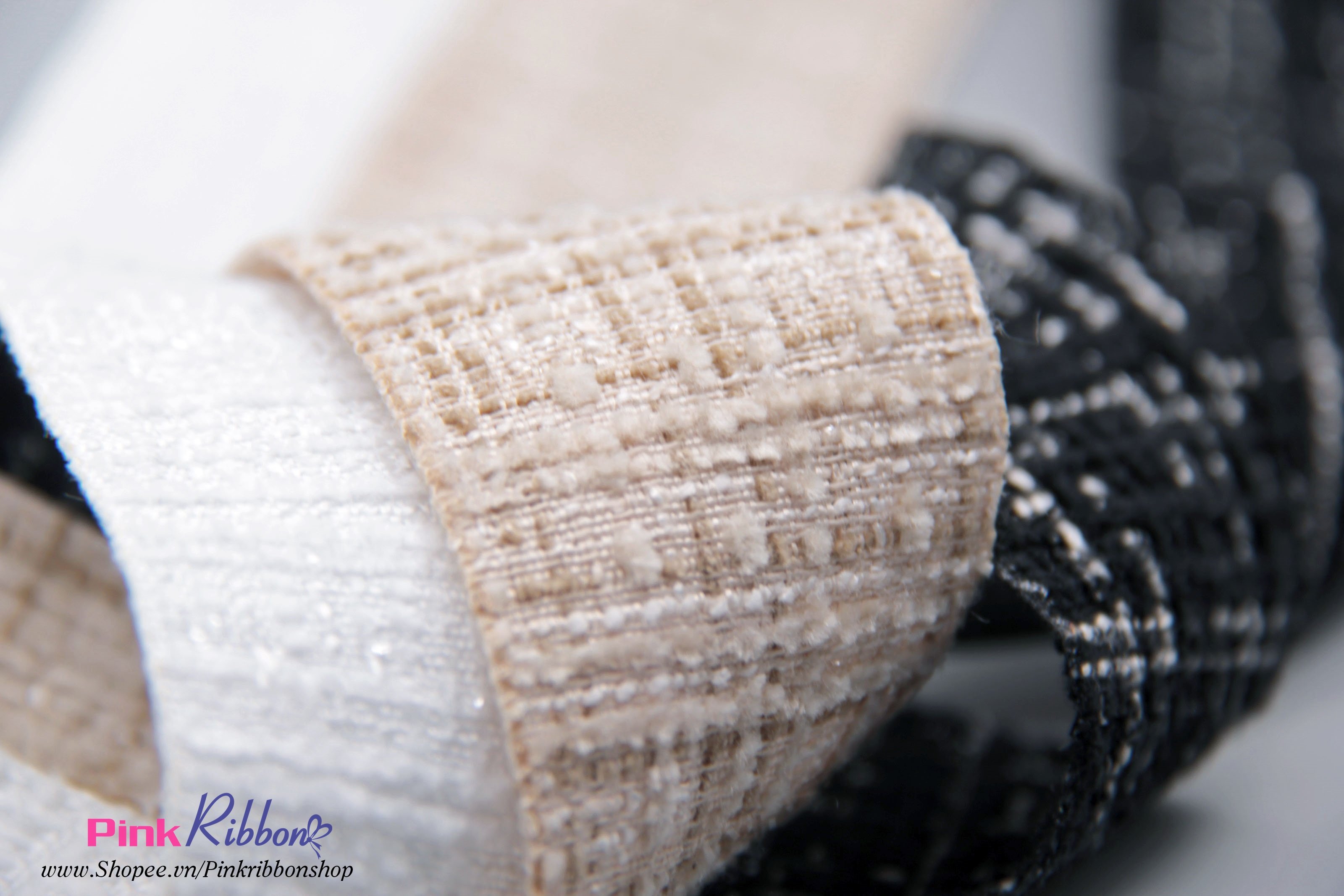 Ruy băng dạ tweed pha sợi kim tuyến