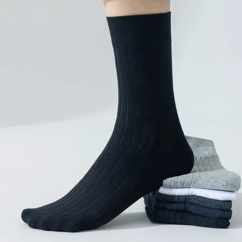 Wenefang%20Fashion%2095%25%20Pure%20Cotton%20Socks%20Men%20Business%20Dress%20Anti-bacterial%20Long%20Socks%20Soft%20Breathable%20Spring%20Summer%20Tube%20Casual%20Sock%205Pairs/Lot%20-%20Image%203