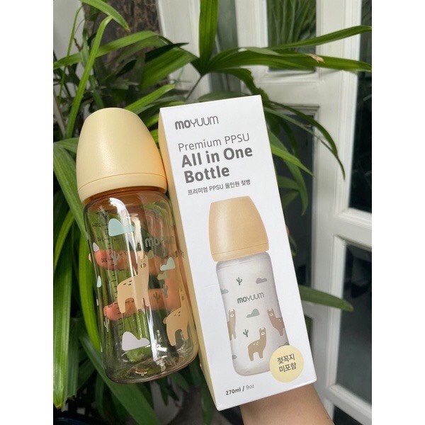 Bình sữa moyuum cloud, mẫu mới limited 2021 họa tiết xanh lá,moyuum mây, lạc đà 170ml/270ml a