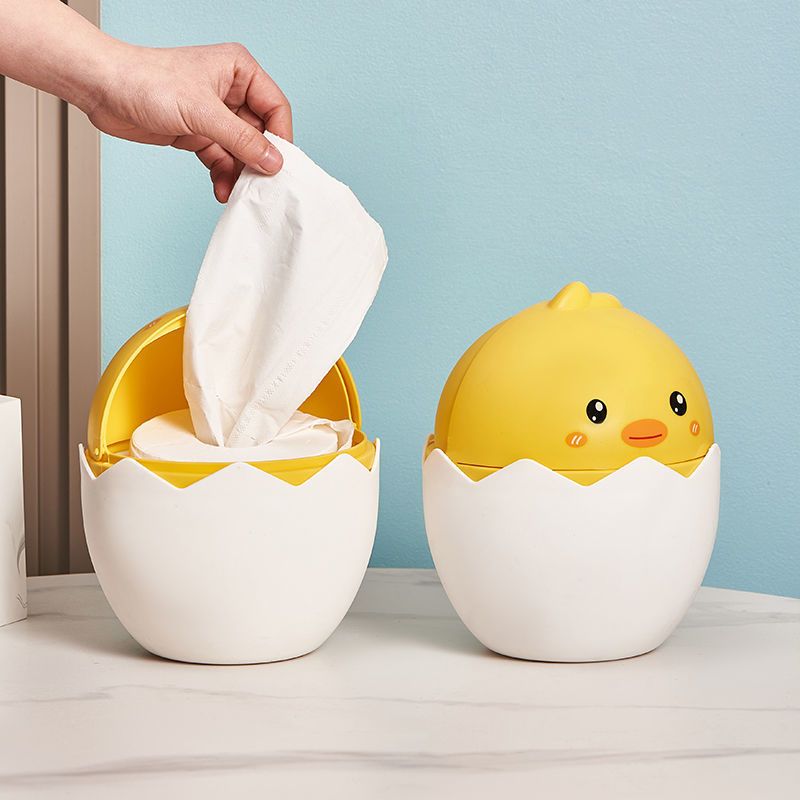 Thùng Rác Mini Để Bàn Có Nắp Đậy Hình Gà Con