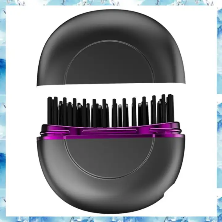 (ABRY) Wireless Rechargeable Travel-Friendly Portable Ionic Hair and Beard Straightener Brush,Mini Hair Styler