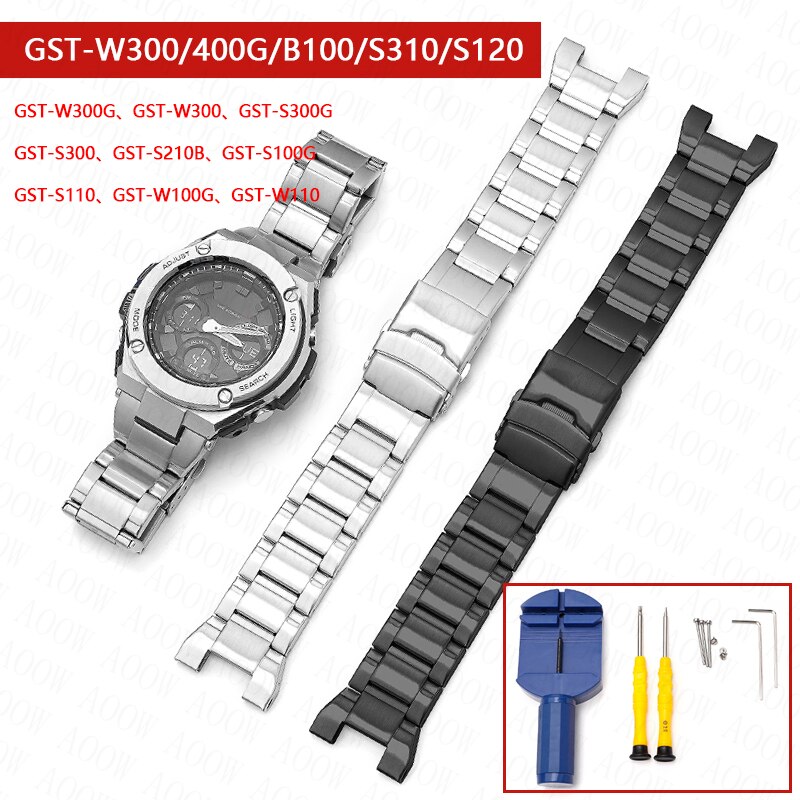 Stainless Steel Strap for Casio G-Shock GST-W300/400G/B100/S310