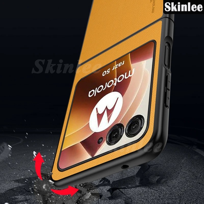 Phone case For Motorola Moto Razr 50 Back cover Luxury Environmentally Leather Back cover Soft Rubber Frame Anti-knock cover For Motorola Moto Razr 50 Ultra Cover cases.