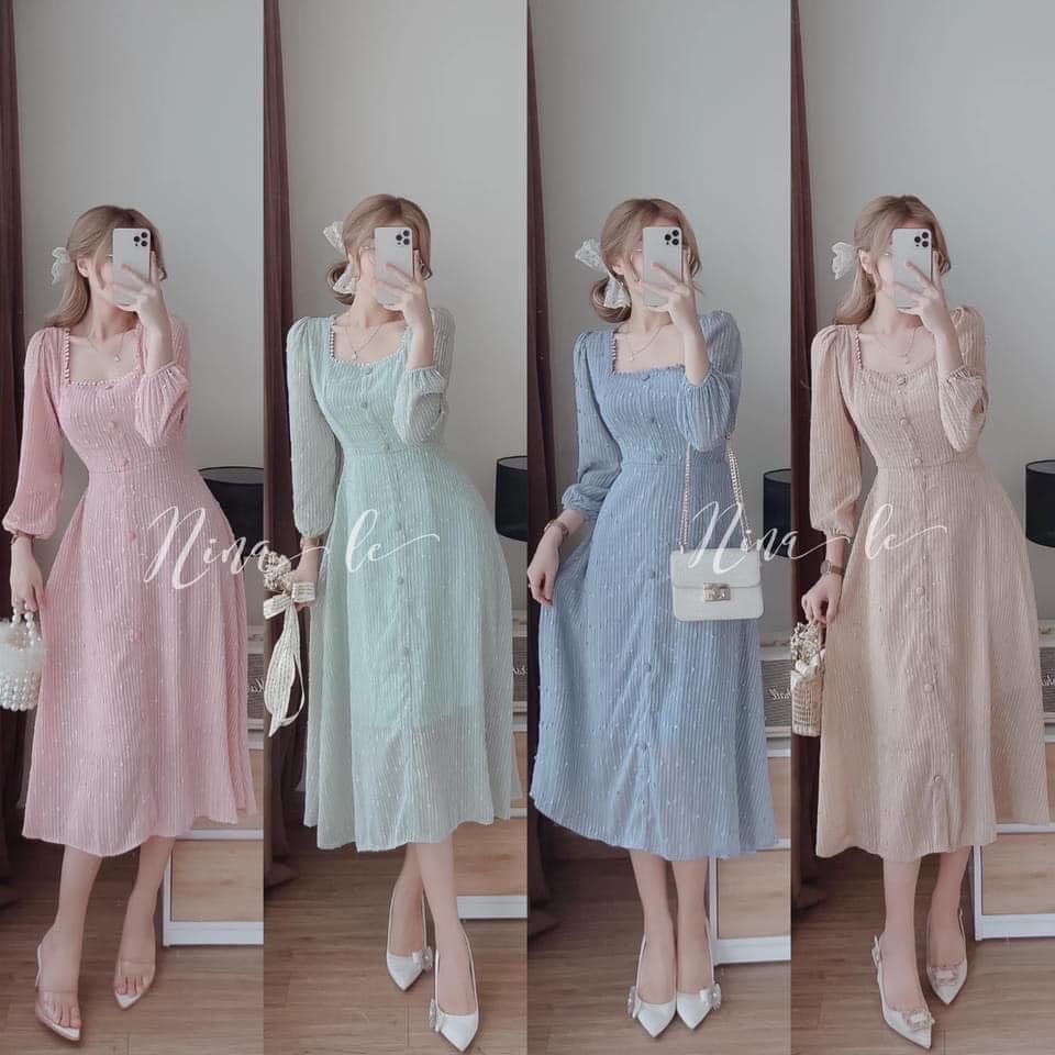 ĐẦM BIGSIZE TAY DÀI CỔ CHỮ U (L-2XL)