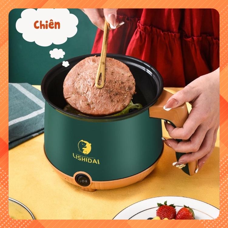Ca mỳ xanh kèm hấp inox tay cầm cán gỗ