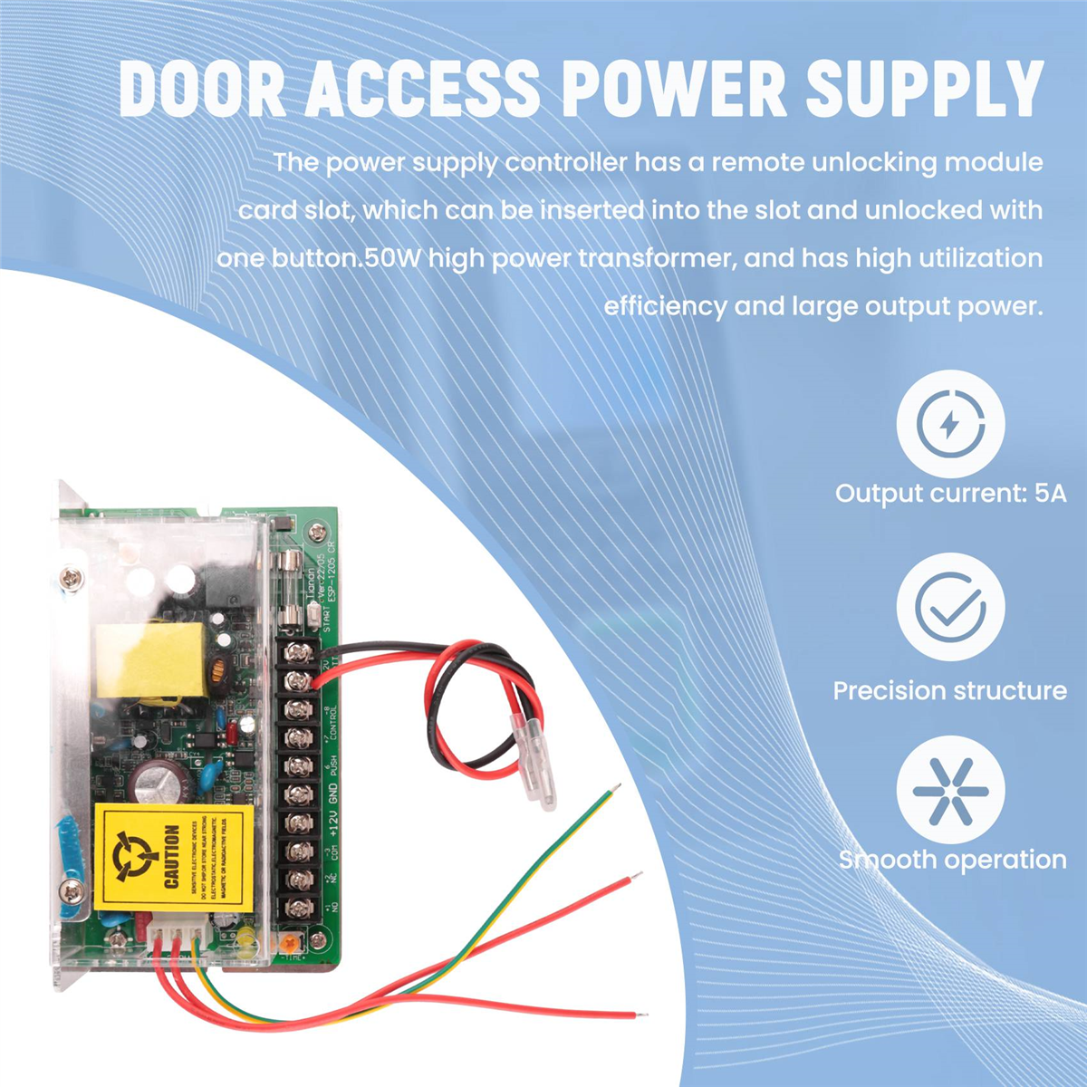 (C G K DC 12V 5A UPS Fuction Door Access Control Power Supply Use for Access Control System Switch Remote Lock AC 110V-240V