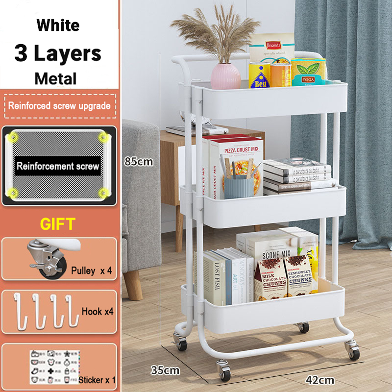 🇸🇬【SG stock】Movable Trolley Rack /Ktichen Storage Trolley Utility Cart