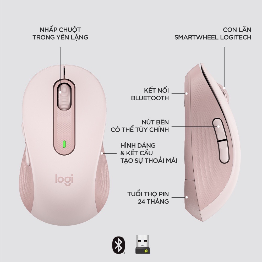 Chuột Không Dây Bluetooth - USB Đa Thiết Bị Logitech M650 - Mia Store