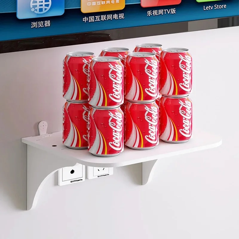 New Wall Mount Router Shelf Punch-free TV Set-top Box Floating Hanging Rack Home Power Strip Wifi Router Storage Holder Wood. 