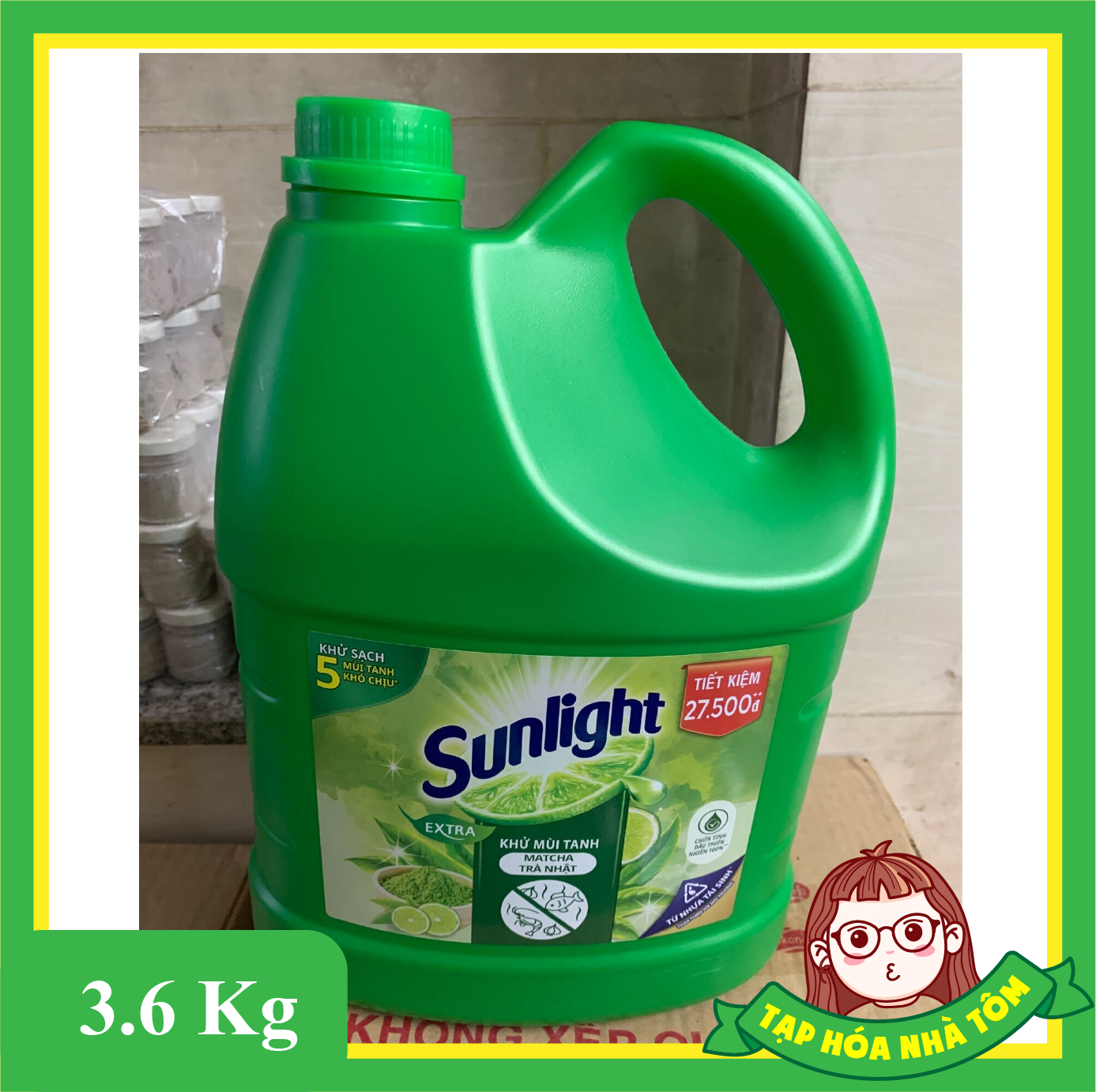 Nước rửa chén Sunlight Matcha Trà Nhật Can 3.6kg