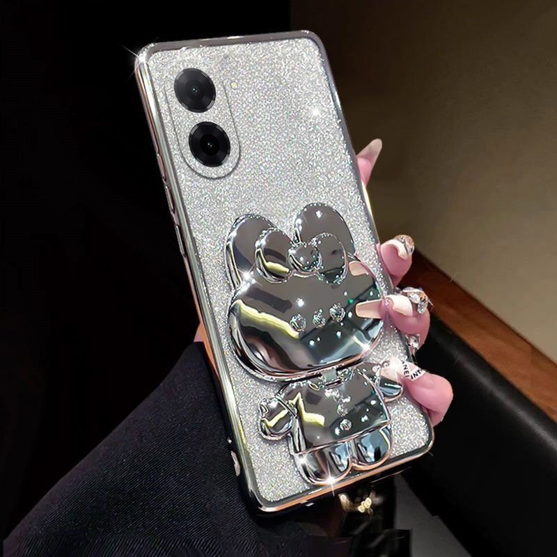 New Phone case Xiaomi Xiaomi Poco C71 Back cover Camera Protection Semi Transparent Soft Silicone Rabbit bracket Shockproof Exquisite Glitter Powder for Xiaomi Poco C71 case. 