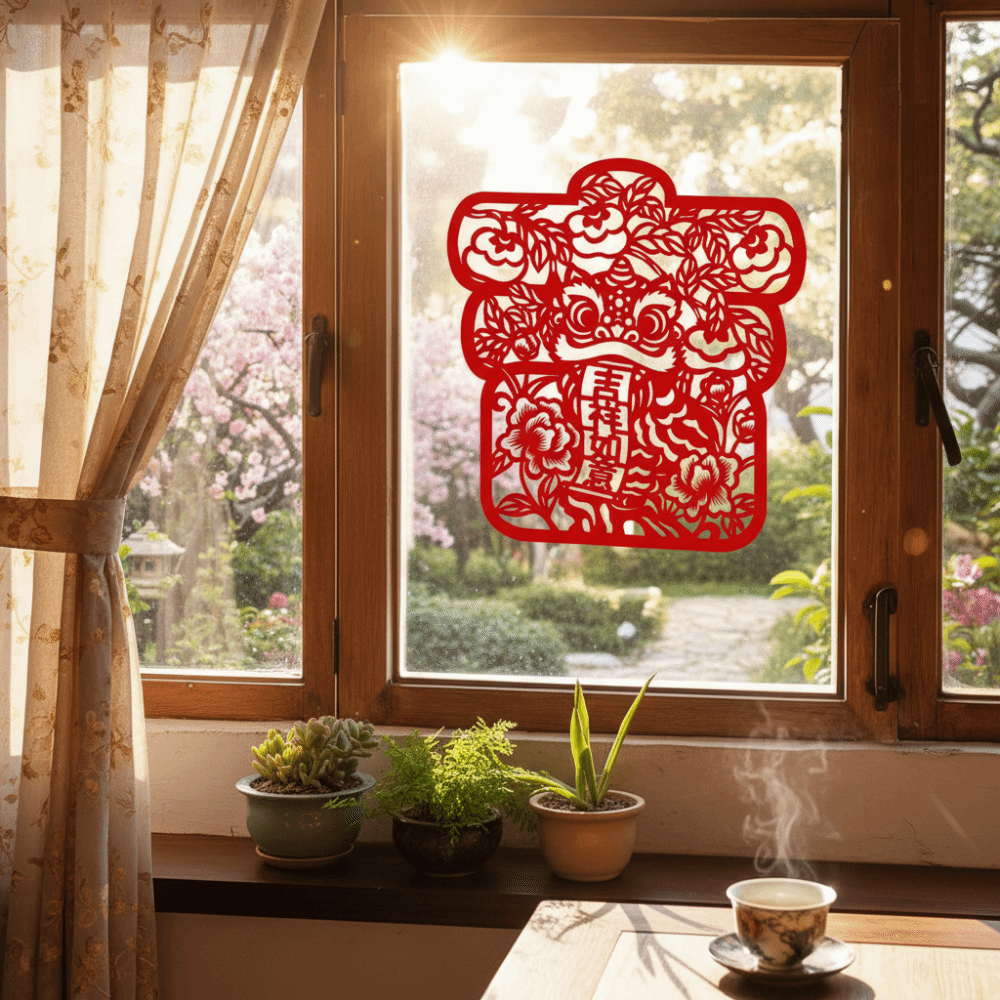 Traditional Horse Blessing Design Window Flowers Stickers Self-Adhesive ...
