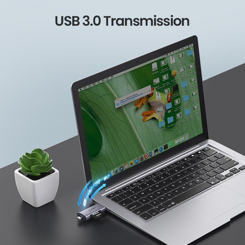 UGREEN Card Reader TF SD CF Memory Card USB 3.0 Type C 2 in 1 Portable Reader For Computer/ Laptop/Mobile Phone OTG Smart Memory SD Model:50706