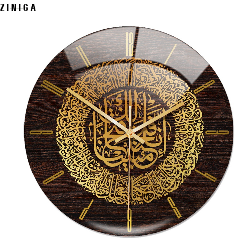Ziniga mylb0p acrylic islamic wall clock - 30cm muslim home decor wall clock - calligraphy wall decoration art - indoor wall clock