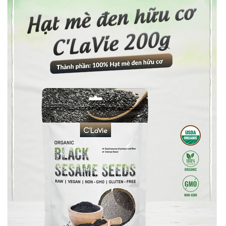 Mè đen hữu cơ C'lavie 200g