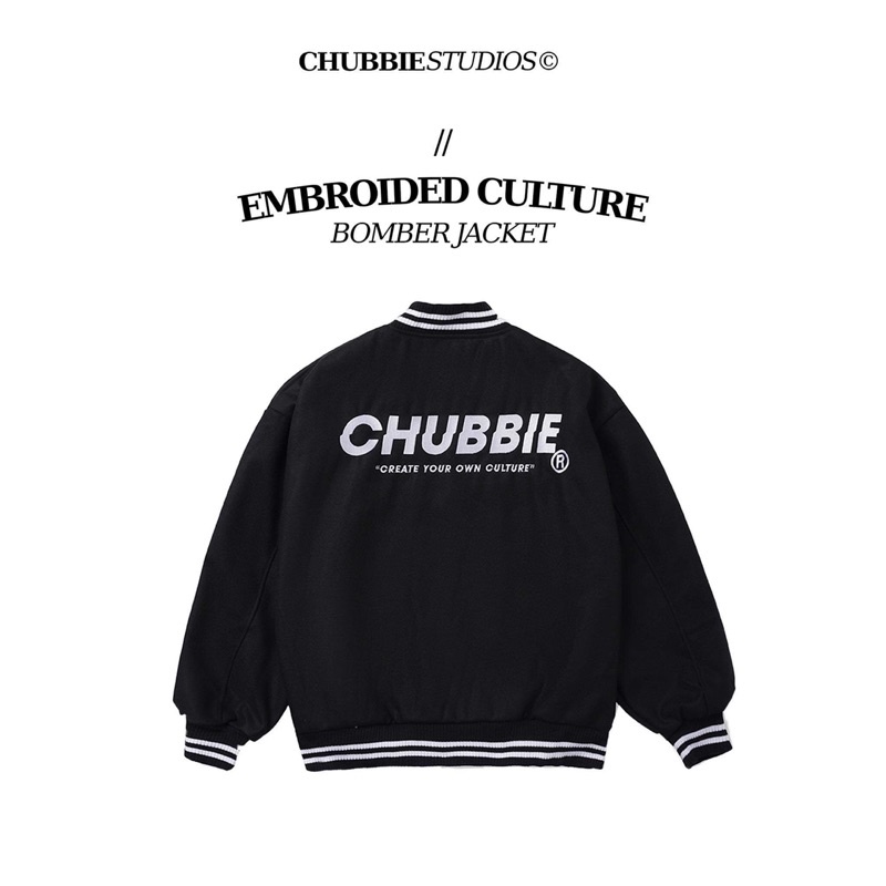 CHUBBIE Embroidered Culture Bomber Jacket - Đen