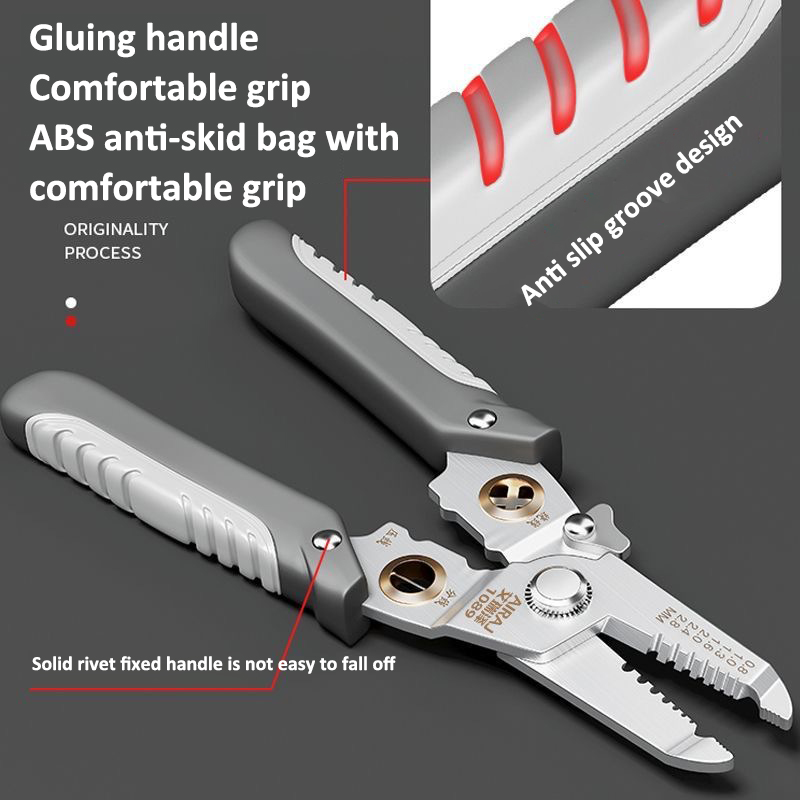YONUO Multifunctional new stripper crimping pliers, cable shears, labor-saving, sharp and durable, wire cutting wiring electrician pliers