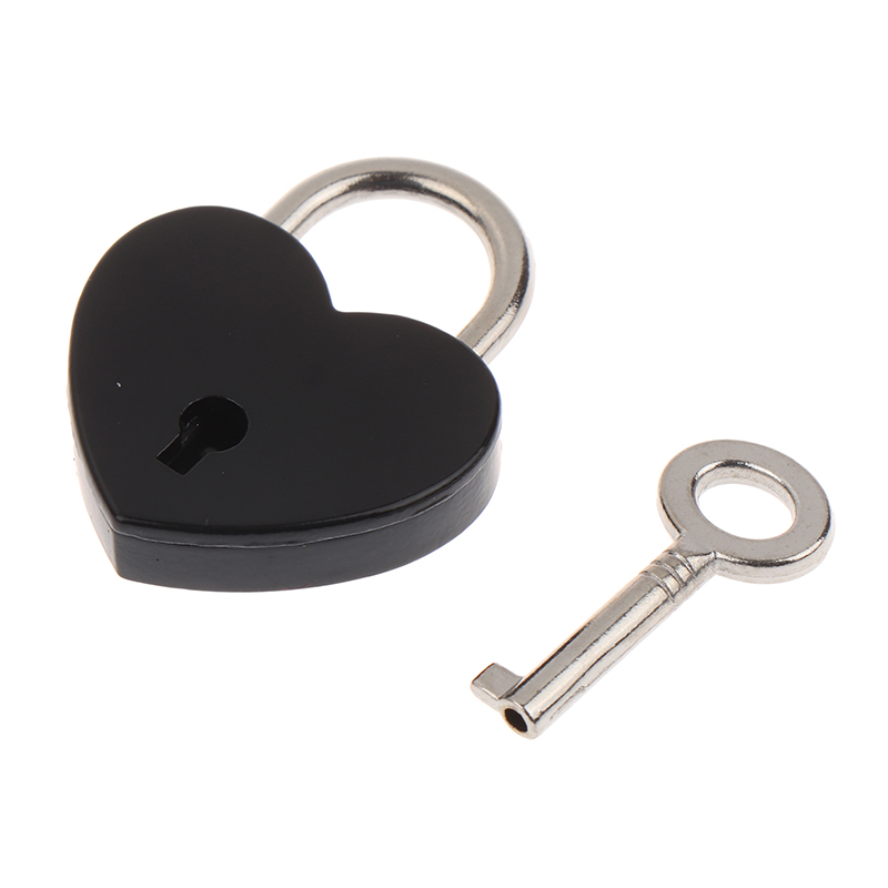 Asixxsix Heart Shaped Padlock – Tiny Gun Black Lock With Key, For Jewelry Box, Secret Diary, Or Luggage