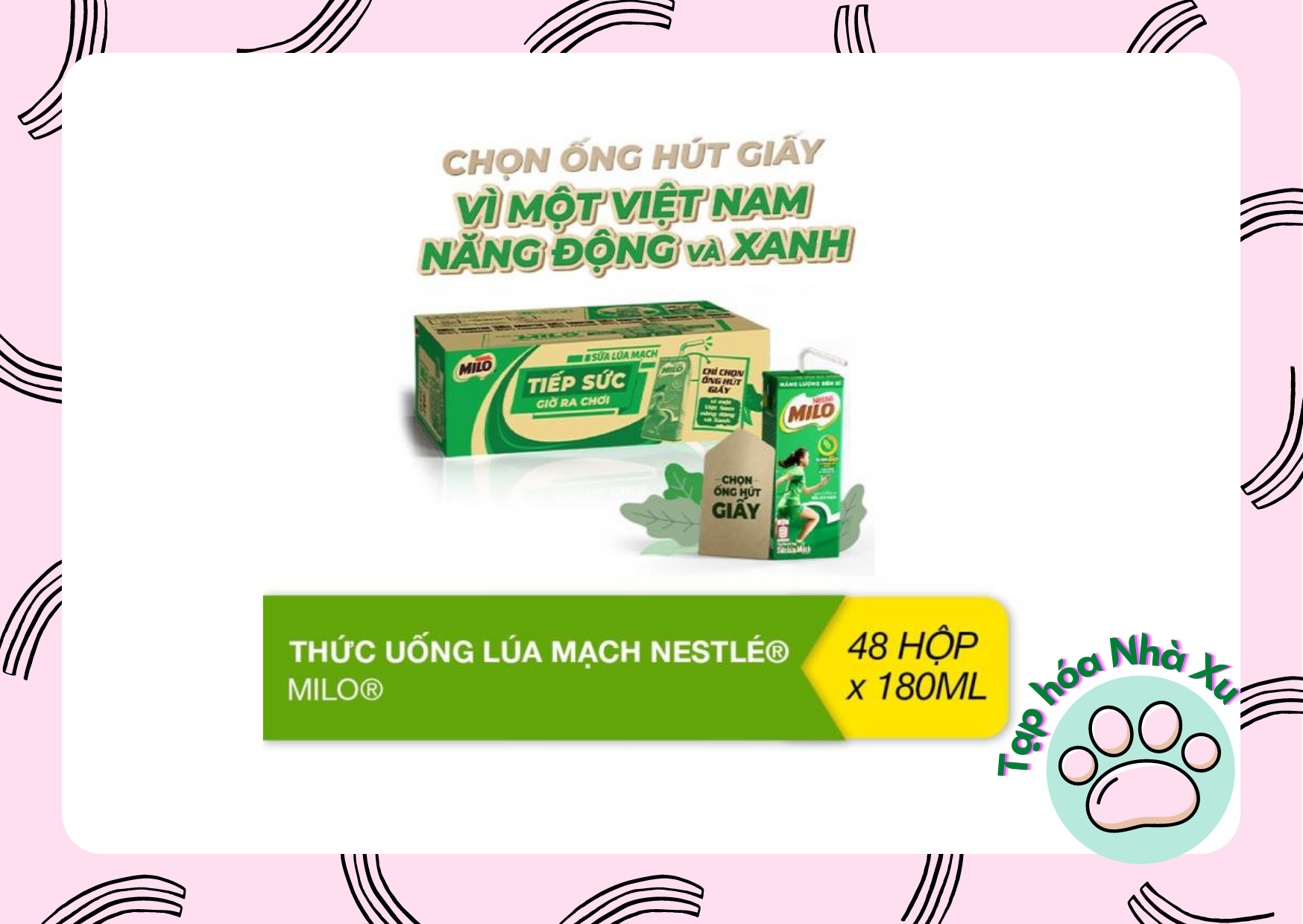 Thùng 48 hộp sữa Milo lúa mạch 180ml có đường, ít đường