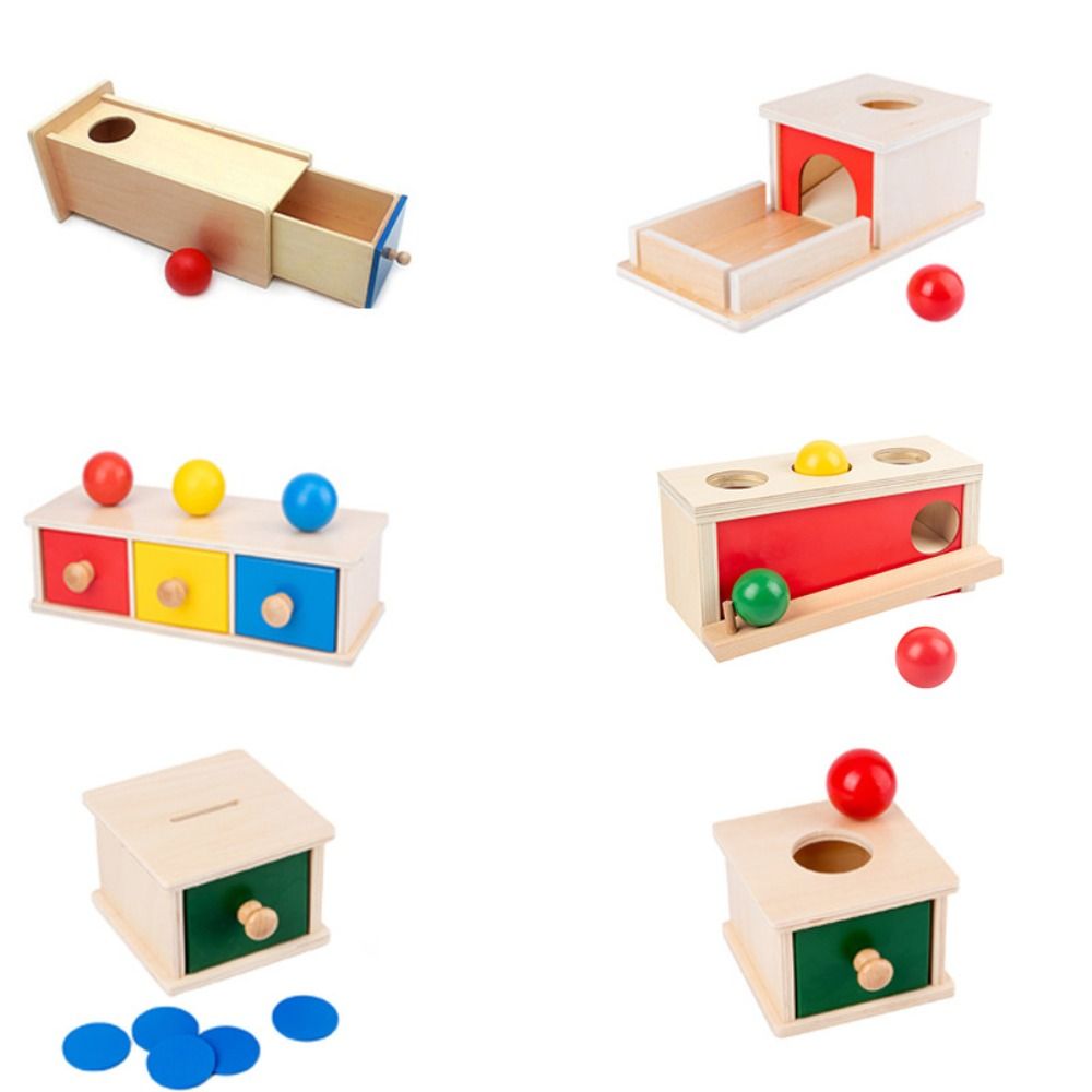 Zhi li 1 set preschool training montessori object permanence box round - ảnh sản phẩm 3