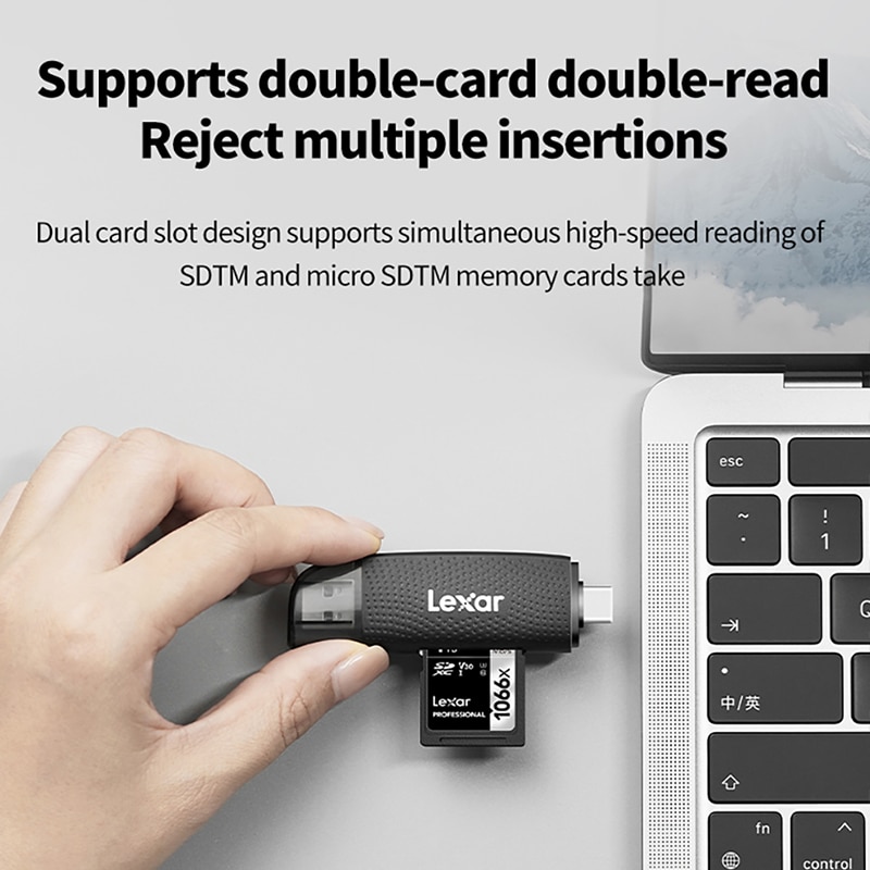 2023new Lexar 2-In-1 Card Reader Dual-Use Card Reader For Mobile Phones And Computers USB 3.2 Type-C Dual Inter TF/SD Memory Card