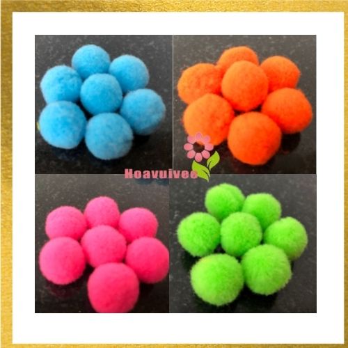 Pompom hạt bông màu-  pompom thiết bị mầm non - Hoavuivee
