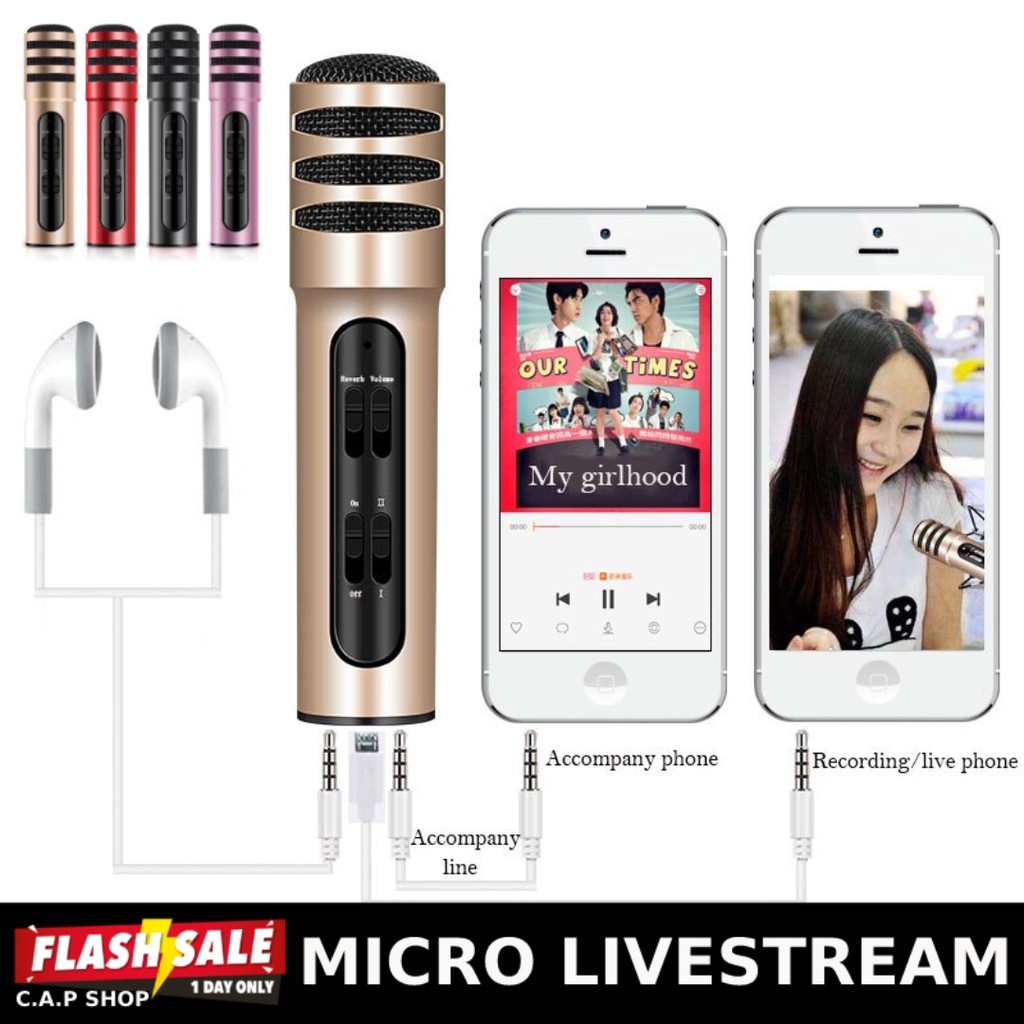 Micro Livestream C7,  MIC THU ÂM KARAOKE LIVE STREAM 3 IN 1, Hàng chất lượng cao Mic hát karaoke Bh 6 tháng.