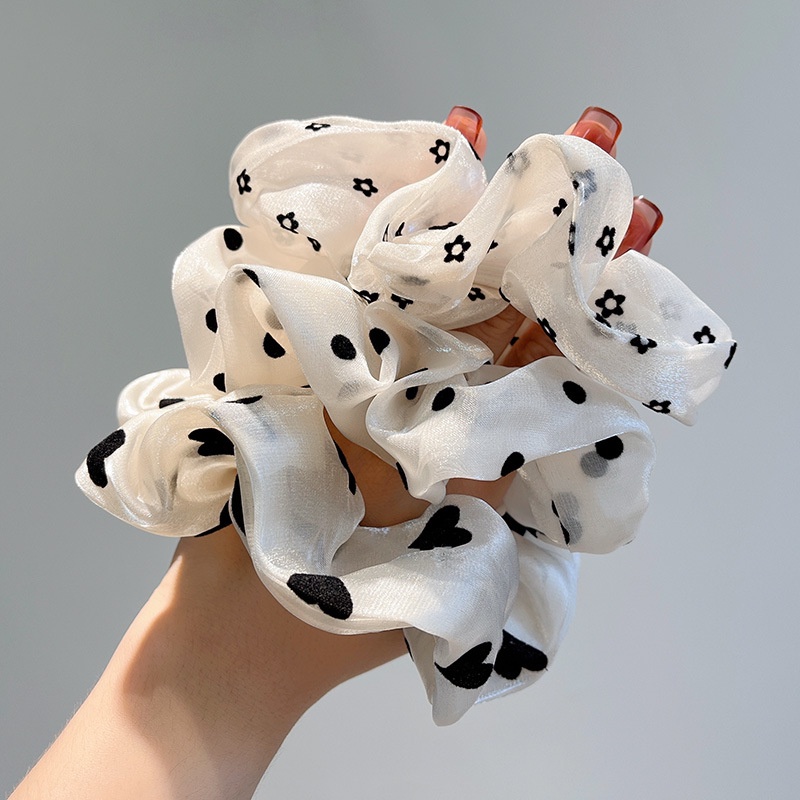（Mới）Dây Buộc Tóc Vải Voan Satin Phối Ren Co Giãn Thanh Lịch