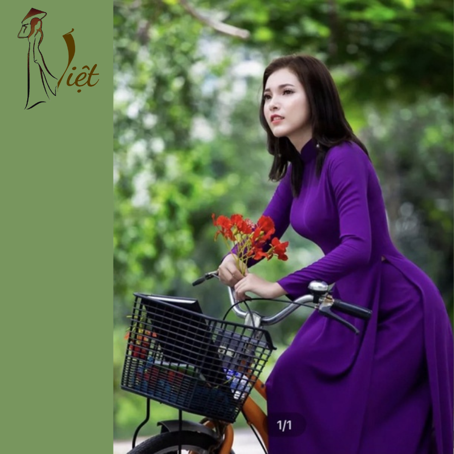 Áo dài màu tím huế đậm tím than trơn truyền thống may sẵn lụa mỹ cao cấp áo dài nữ đẹp