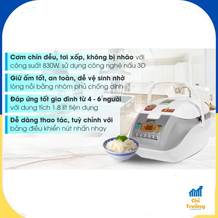 [NỒI CƠM ĐIỆN TỬ]: Sharp 1.8 lít KS-COM18V