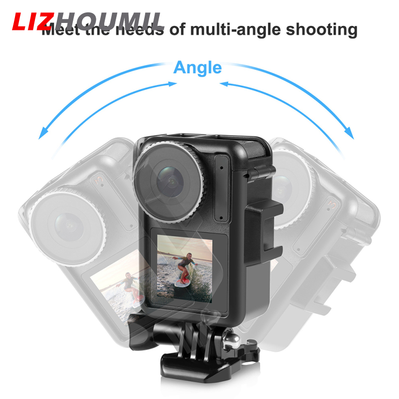 LIZHOUMIL Camera Frame Cage Action Camera Mount Housing Case Shell With Adapters Compatible For DJI Osmo Action 3 4