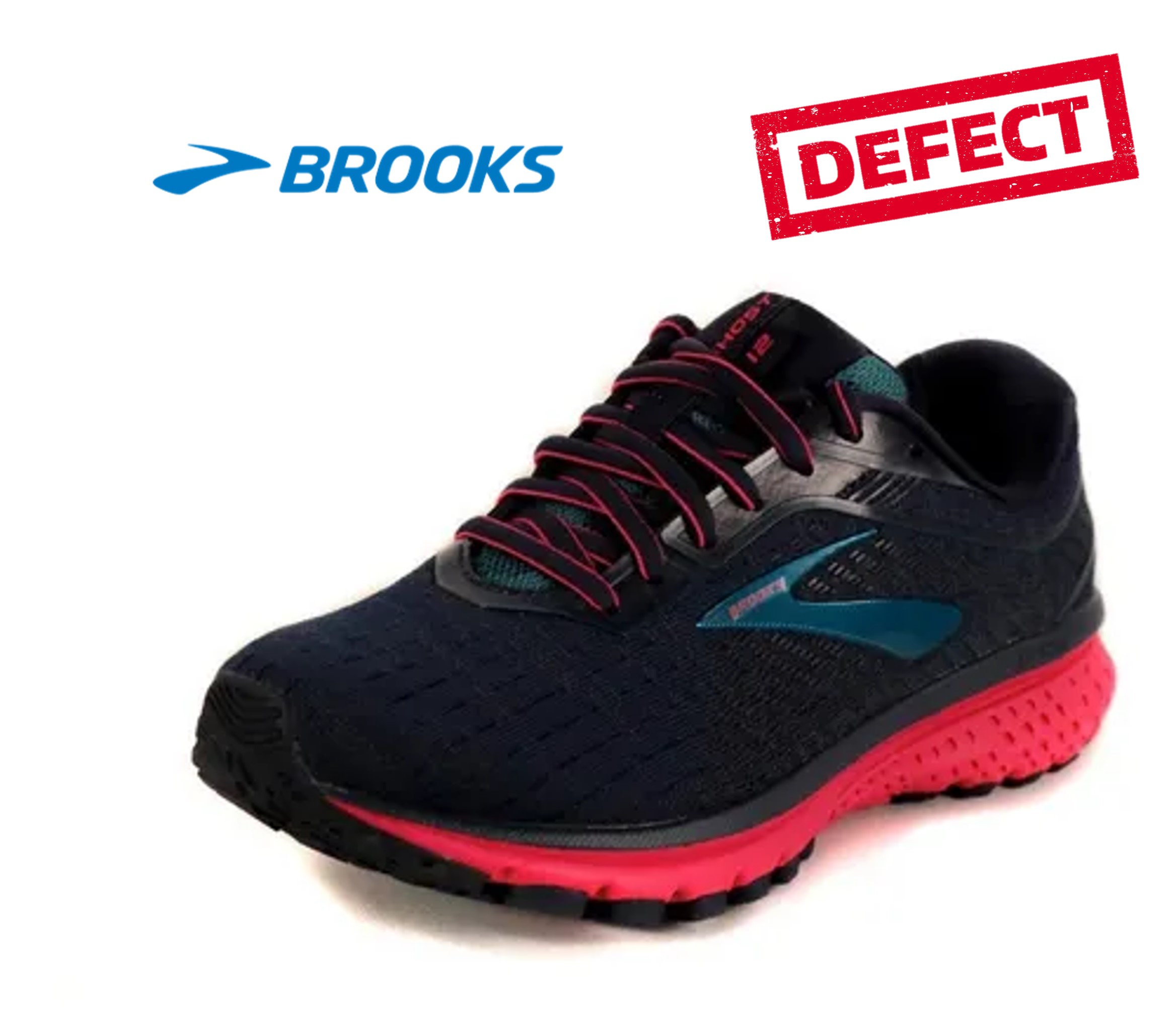 BROOKS GHOST 12 WOMEN Navy/Maroon (1B Medium cutting) (HIGH DEFECT