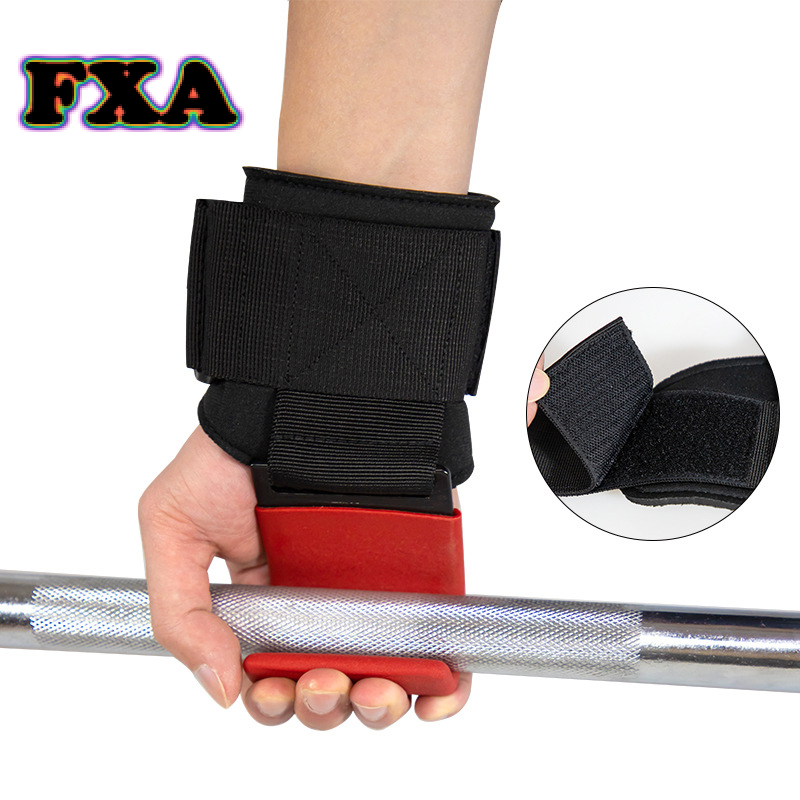 FAX Weight Lifting Rod Hooks Heavy Duty Wrist Wraps Training Pull-up Palms  Grip Straps