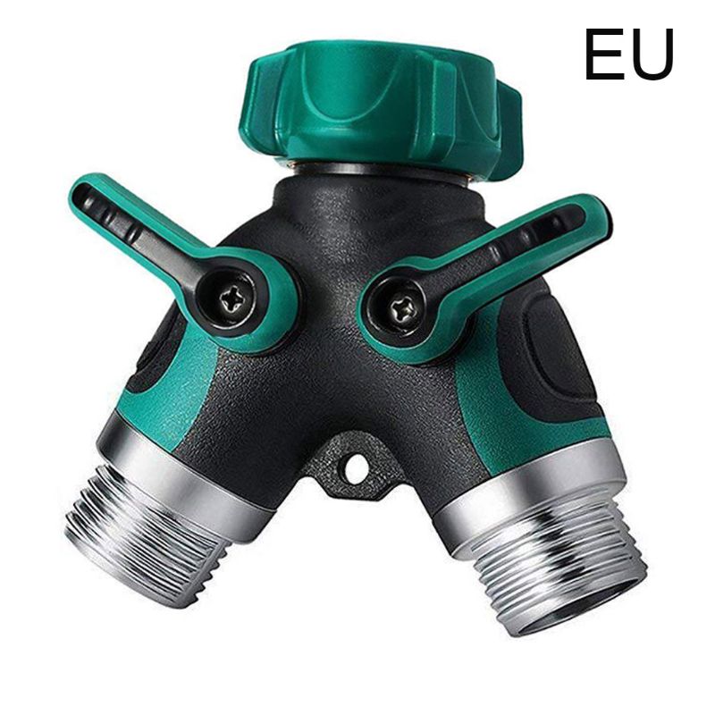 2 Way Heavy Duty Garden Tap Hose Splitter Y Connector Distributor Shut Off Water Valves