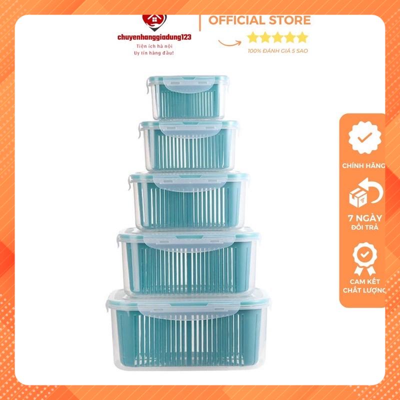 Sét 5 hộp đựng thực phẩm kèm 5 rổ và nắp đậy