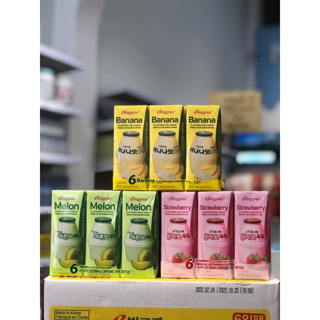 [Thùng 24 Hộp] Sữa Binggrae Vị Chuối 200ml - Nhập Khẩu Hàn Quốc