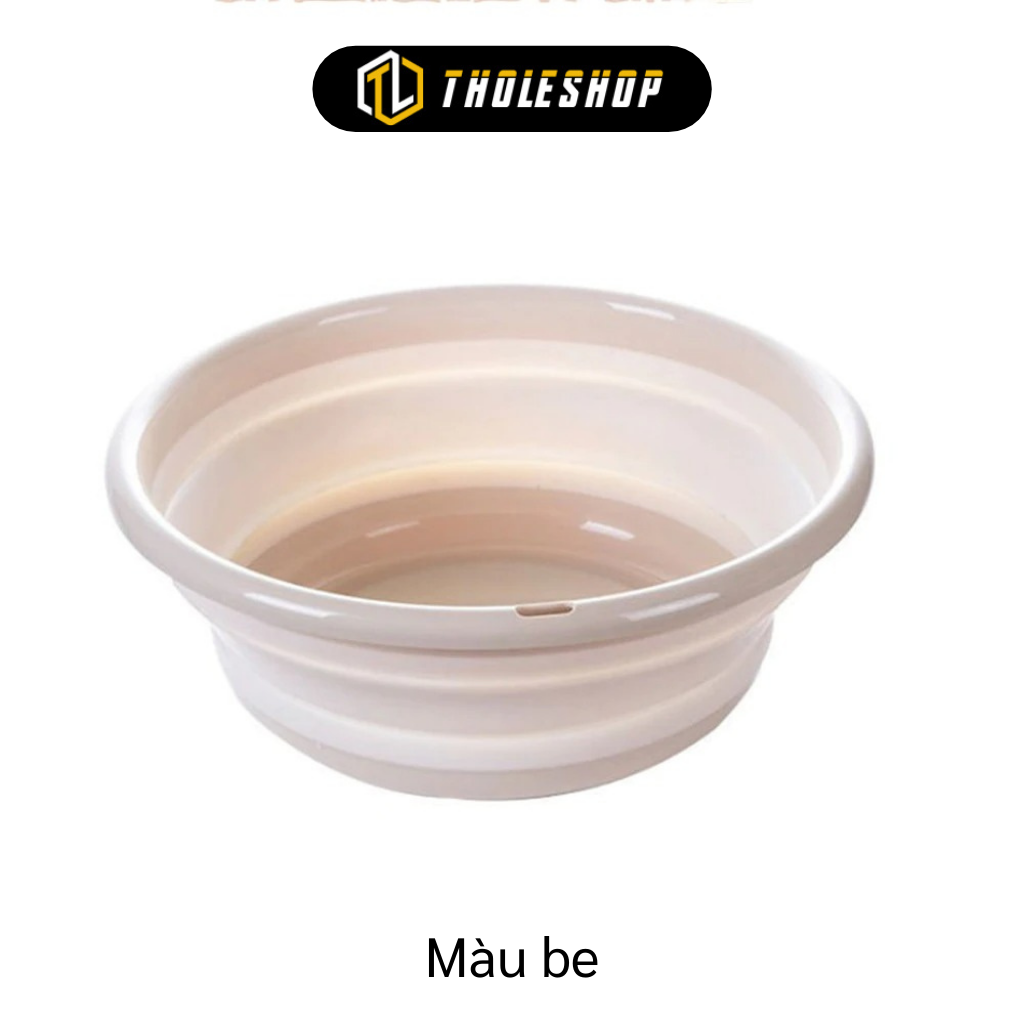Thau nhựa gấp gọn loại trung 12x35cm - Chậu xếp gọn mang đi du lịch, dã ngoại - Thau rửa mặt cho sinh viên xếp gọn tiết kiệm không gian