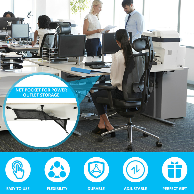 Everso Cable Management Net Large Capacity Flexible Adjustable Wire Organizer Net Under Desk Mesh Cord Organizer Cable Management Net Flexible Cable Management Net