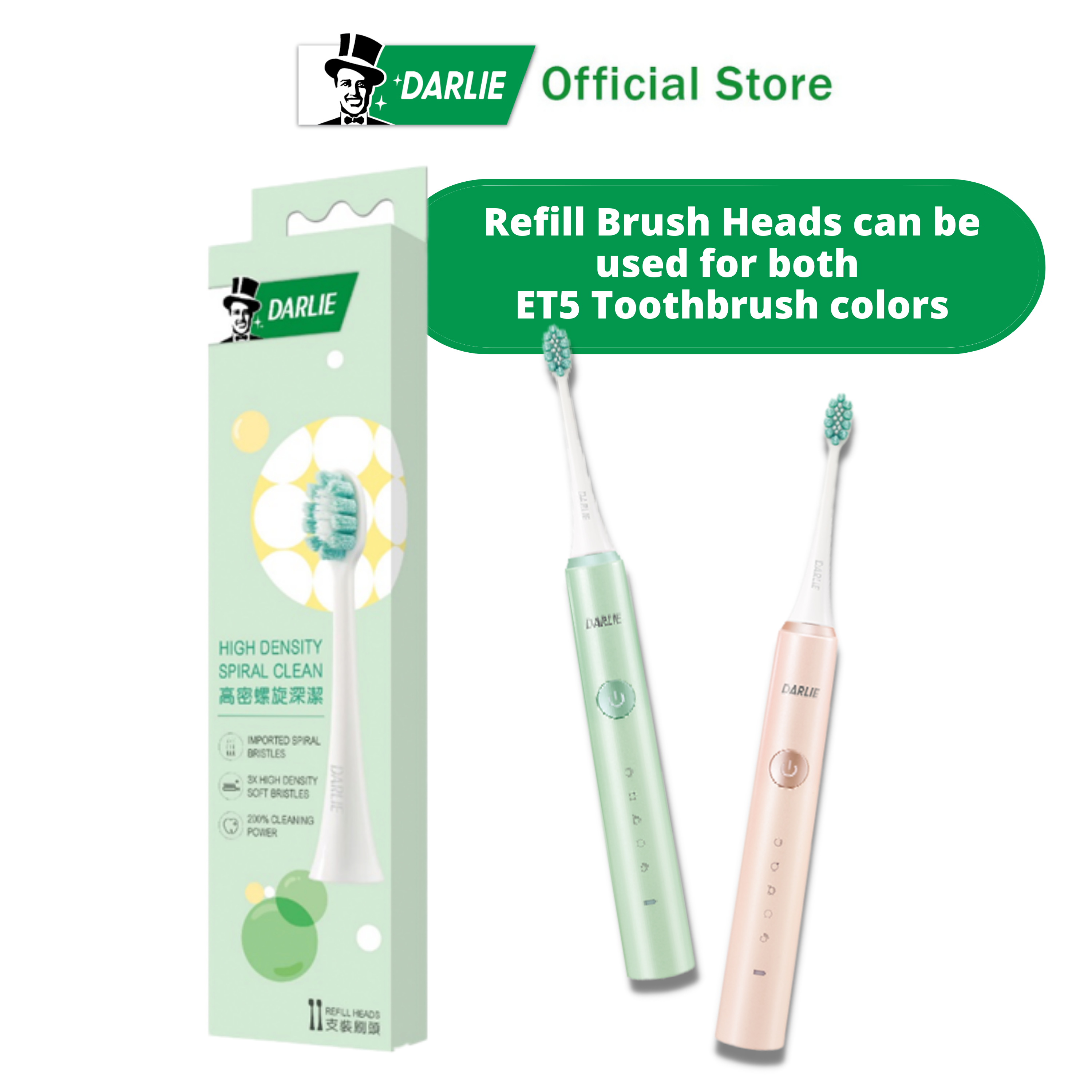 Darlie ET5 Electric Toothbrush Refill Replacement Brush Heads 2s | Lazada  Singapore