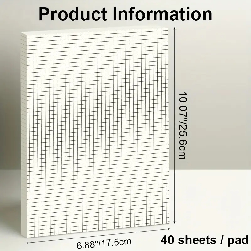 【Latest Style】 40 sheets graph paper rule dot grid notepad computation pads drafting paper squared paper blueprint paper writing paper. 