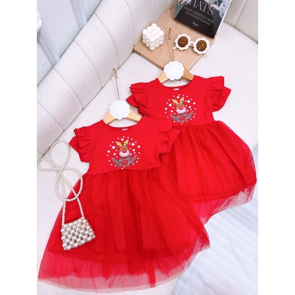 Váy đỏ công chúa, váy đỏ Noel và Tết Minky Mom cho bé gái
