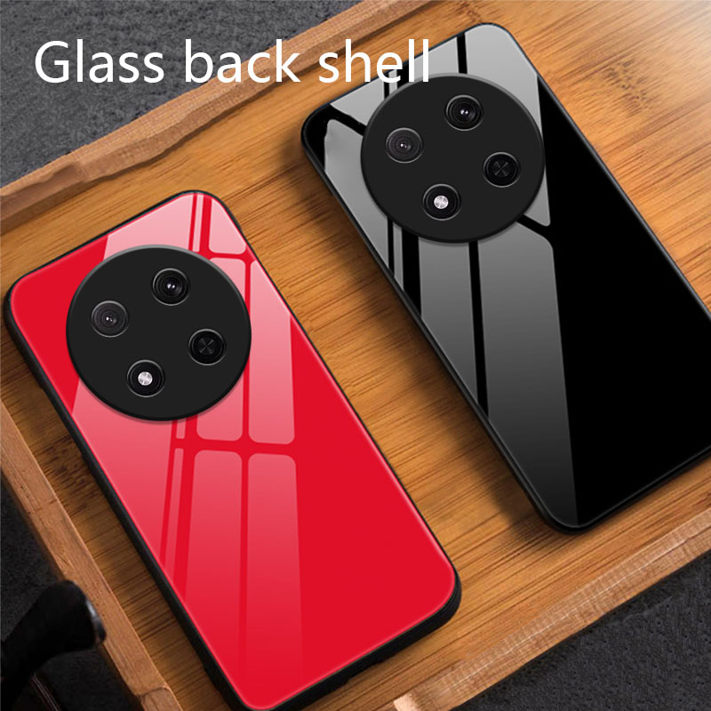 Biruiqu%20For%20Honor%20X9C%20Shockproof%20Tempered%20Glass%20Back%20Soft%20Silicone%20Edge%20Black%20Case%20Cover%20Casing%20-%20Image%202