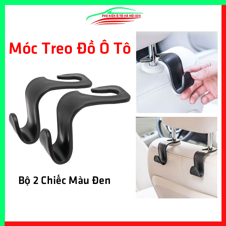 Bộ 2 móc treo đồ gài sau ghế ô tô màu đen tiện lợi, chắc chắn