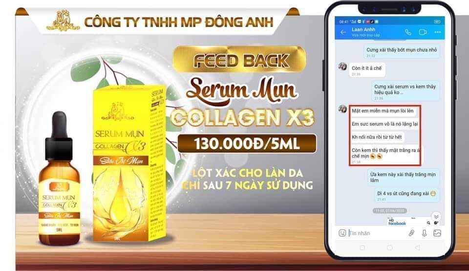 SERUM MỤN COLLAGEN X3 CHÍNH HÃNG