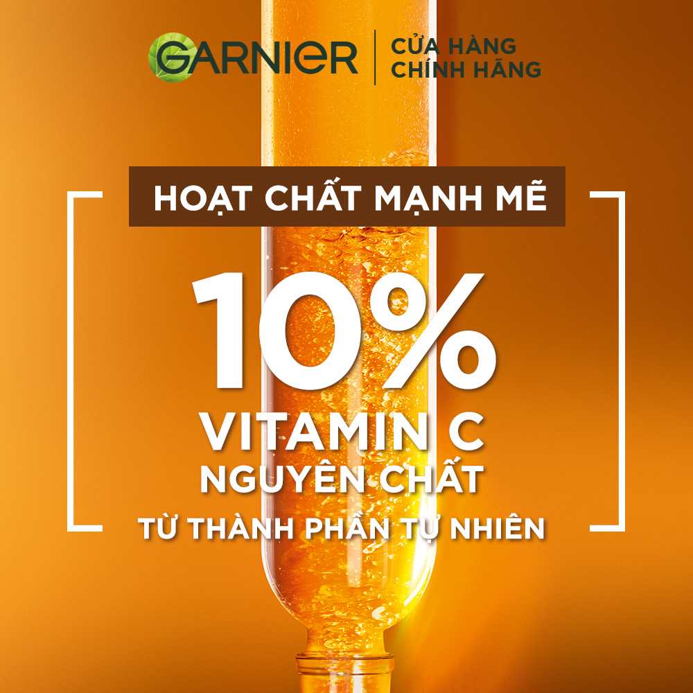 Dưỡng chất ban đêm dưỡng da sáng khỏe, giảm & ngừa thâm Garnier 10% Vitamin C nguyên chất - Garnier Bright Complete Overnight Serum 30ml