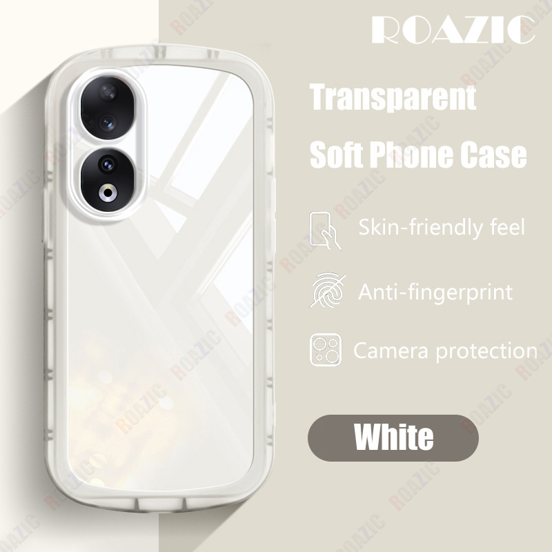 Roazic transparent simple phone case for honor 90 5g ins soft silicone shockproof casing full cover lens camera protection cover honor 90 5g