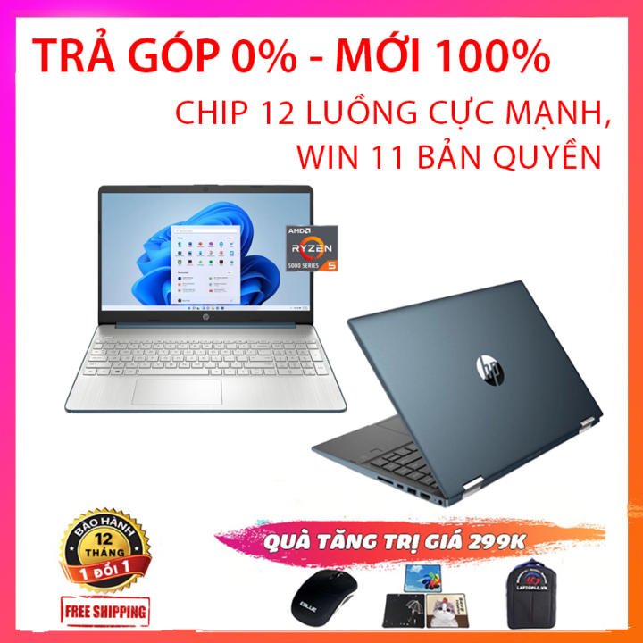 [Trả góp 0%](MỚI 100%) HP Laptop 15 2021 ef2126wm Xanh Than, Bảo Hành FPT, Ryzen R5-5500U, RAM 8G, SSD 256G, VGA RX Vega 7, Màn 15.6 Full HD, Siêu...