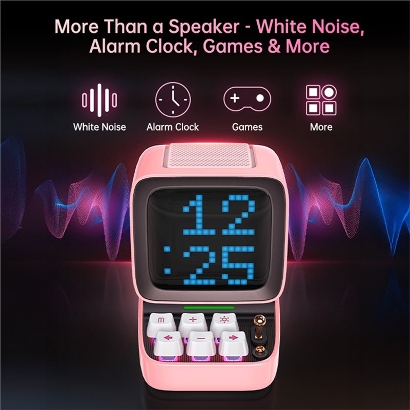Ditoo-Pro Bluetooth Portable Speaker Retro Pixel Art Alarm Clock DIY LED Display Board,Cute Gift Home Decoration.