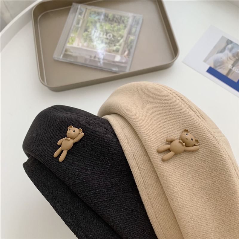 Korean%20Style%20Elegant%20Winter%20Cute%20Bear%20Woolen%20Beret%20Hat%20for%20Women,%2056-58cm%20-%20Image%205