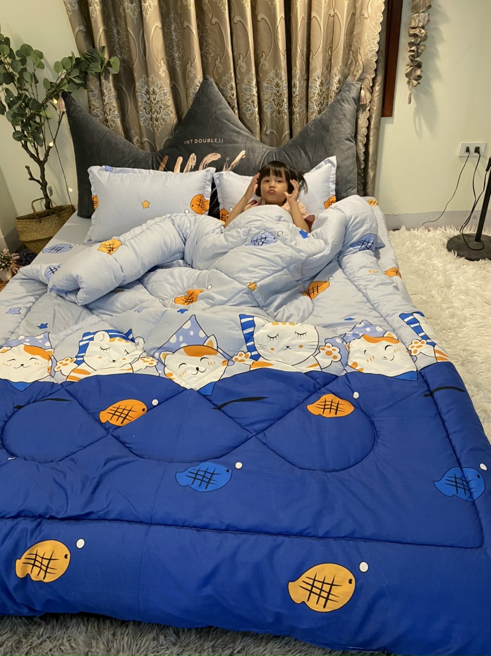 Bộ chăn ga cotton hàn quốc 5 món